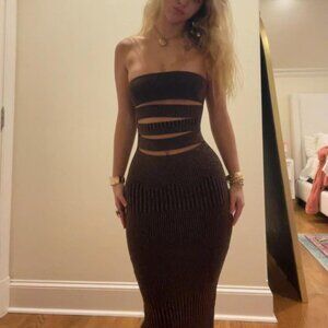 White Fox Boutique Women's Brown and Black Dress